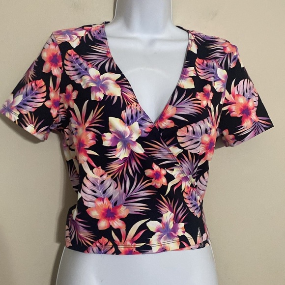 Victoria’s Secret Pink wrap top Blouse Black women M Hawaiian beach vacation - Picture 5 of 8